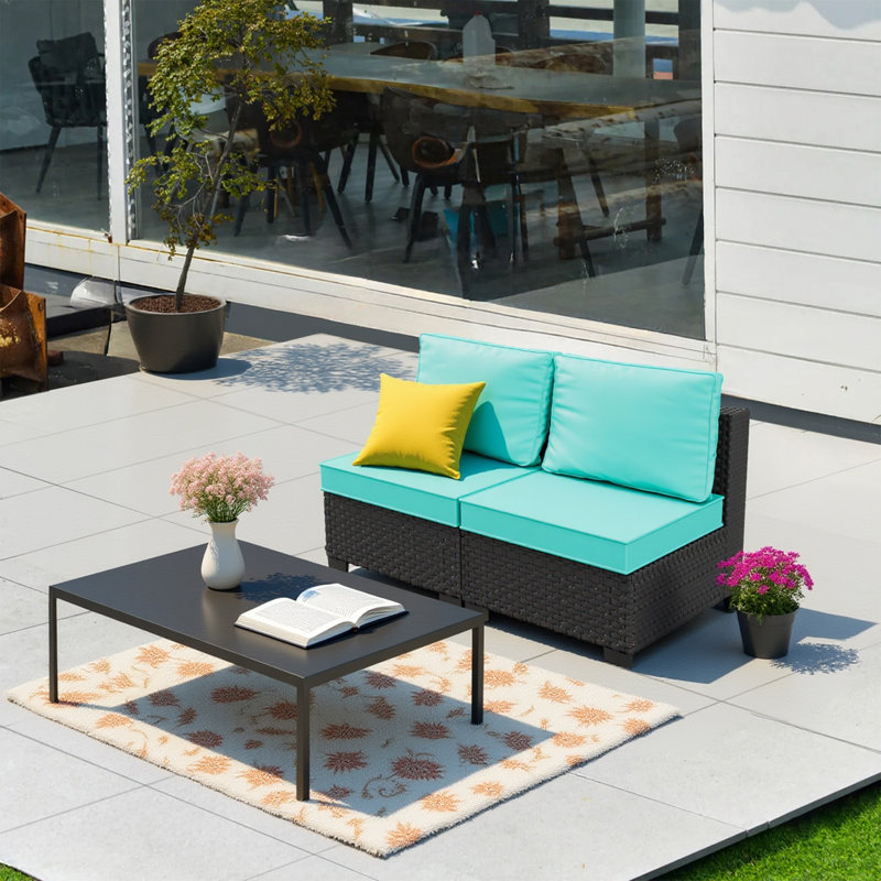𝙁𝙪𝙡𝙡𝙮 𝘼𝙨𝙨𝙚𝙢𝙗𝙡𝙚𝙙 𝘾𝙝𝙖𝙞𝙧𝙨, 2-Person Rattan Patio Furniture Set Outdoor Sectional Conversation Sofa Group With Waterproof Furniture Cover