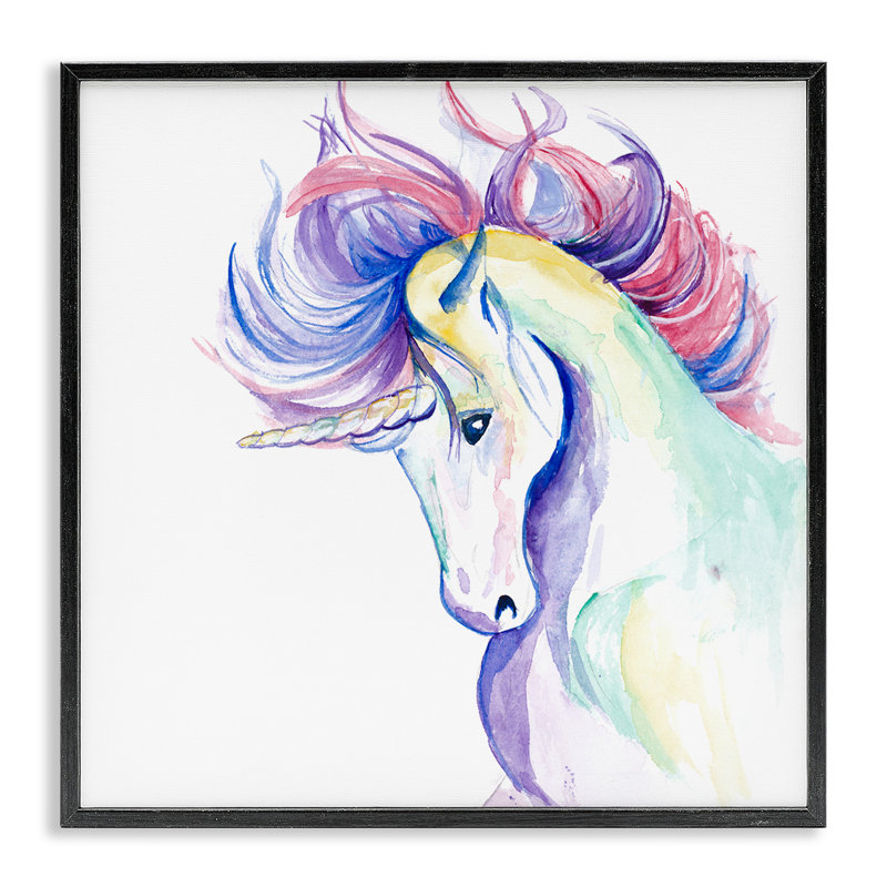 Licorne de Windblown, art de la giclée encadrée par Chelsea Goodrich, H 12 po x l 12 po, Giclée encadrée noir minuit