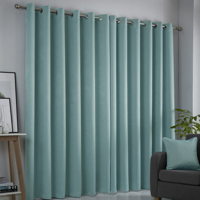 Room Darkening Curtain Pair, Width 117 x Drop 183 cm, Blue