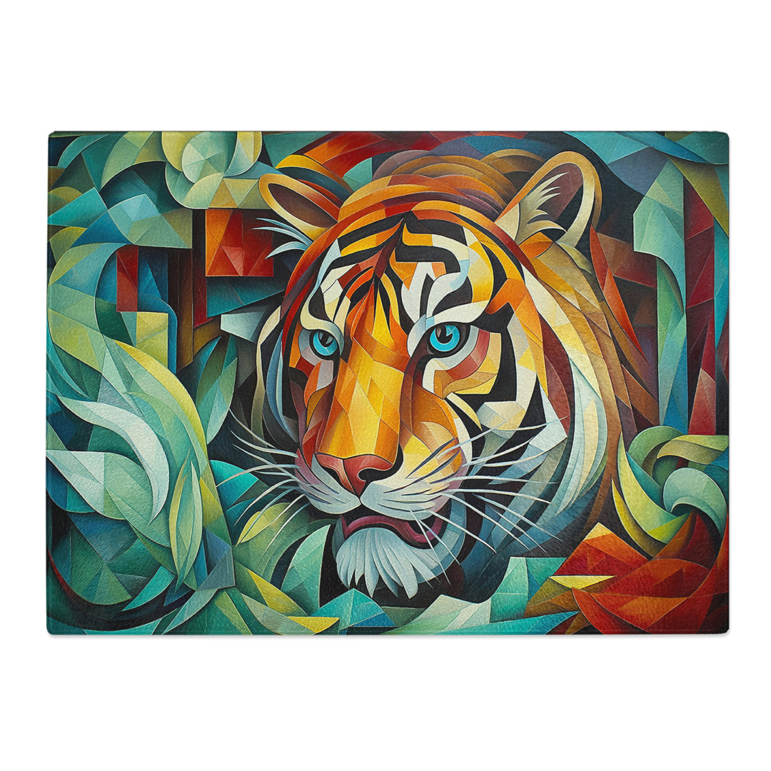 Tiger Cubism  Glass Chopping Board