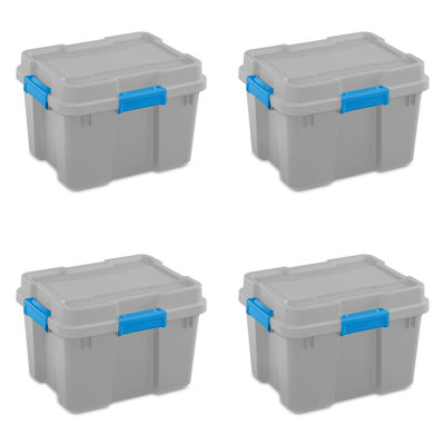Bac à joints de 20 gallons Sterilite, bacs à couvercle de rangement à pile, contenant à fermeture étanche, sous-sol organisé
