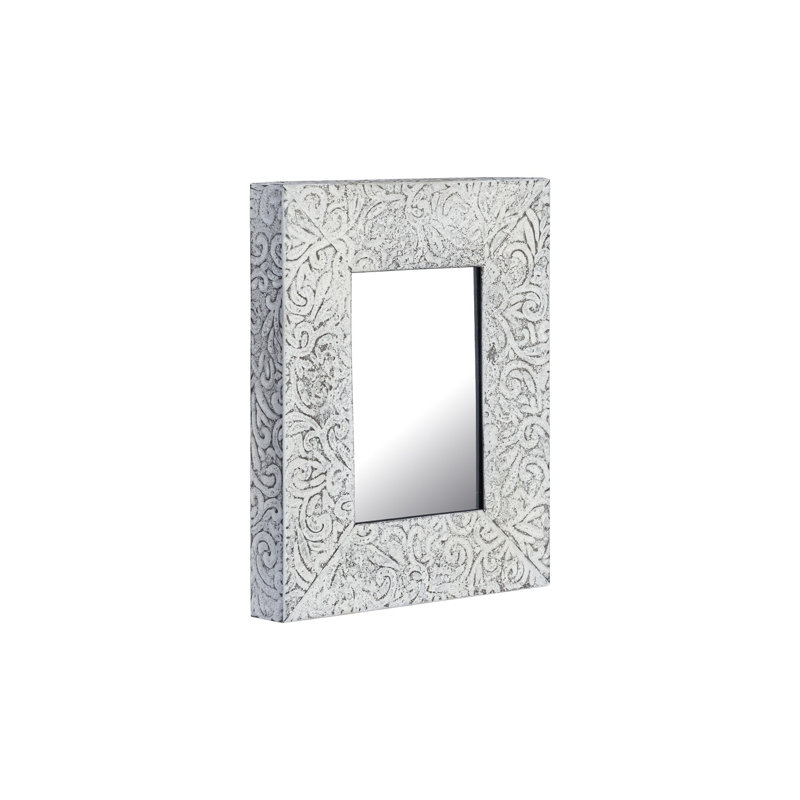 Petit miroir gris antique en fer gris, 10,25 po x 8,25 po