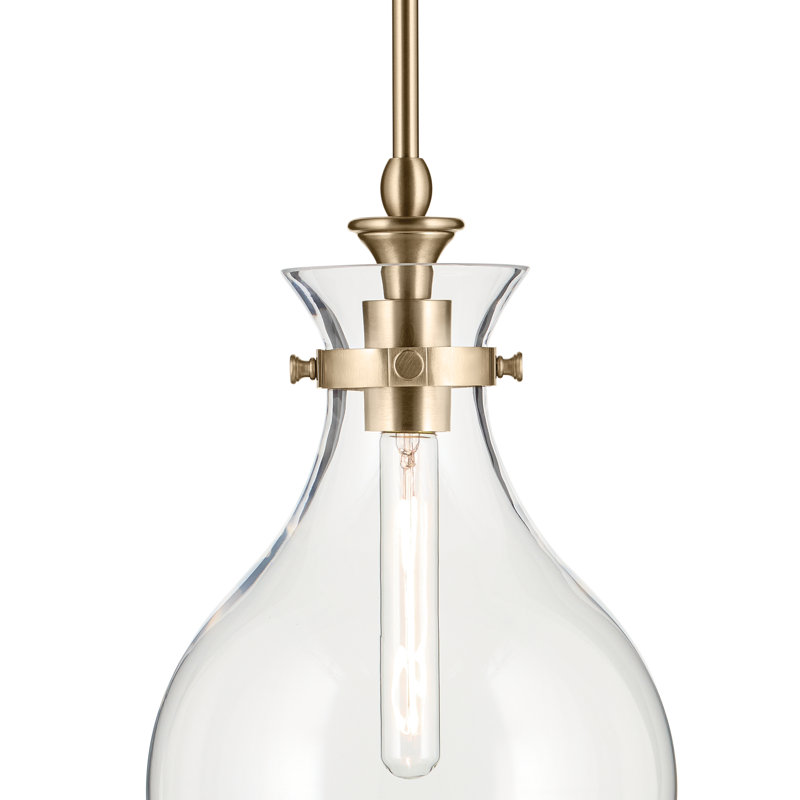 1 Light Pendant with Opal Glass, Clear, Bronze, 16.25" H x 9.75" W