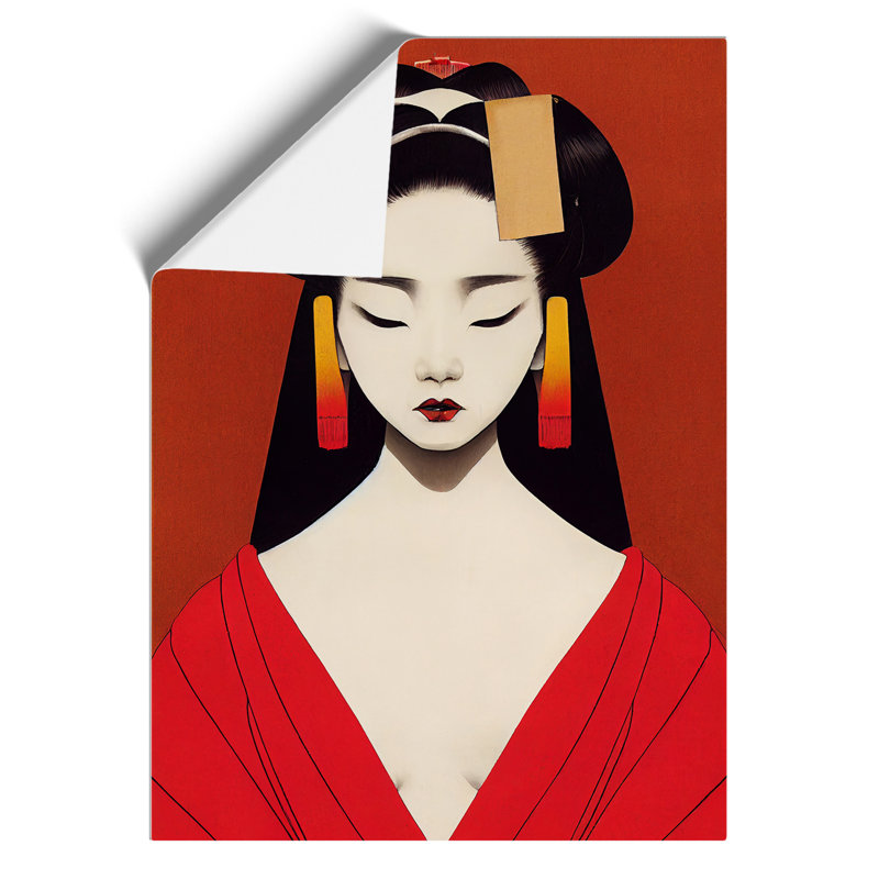 Symmetrical Geisha No.1 - Wall Art, 29.7cm H x 21cm W, Paper, No Matte