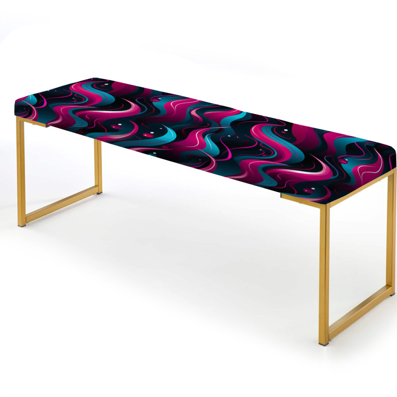 Vagues rétro roses et bleues - Banc rembourré géométrique doré