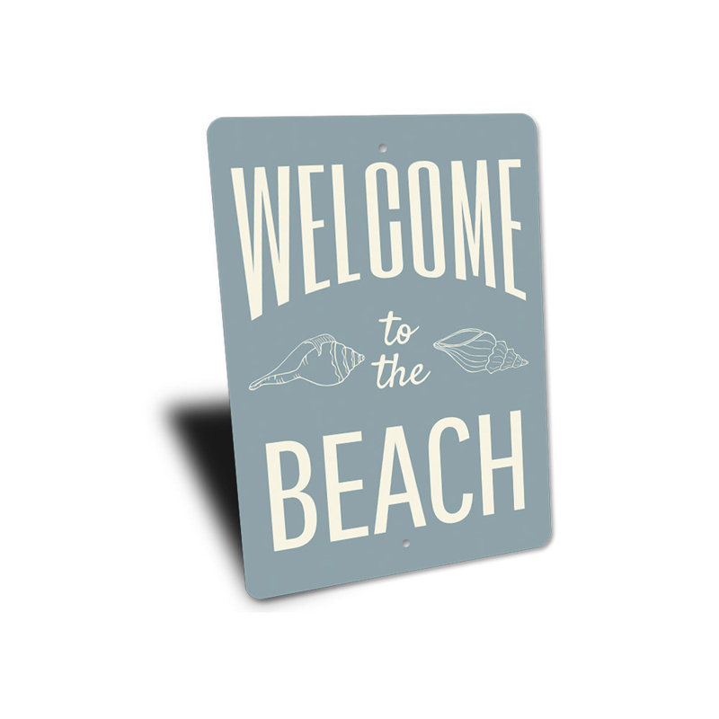 Panneau en aluminium Welcome Beach, H 18 po x l 12 po x P 0,06 po