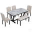 Ensemble de salle à manger de style moderne 6 pièces avec plateau en placage marbré et pieds en forme de V, idéal pour les réunions de famille élégantes