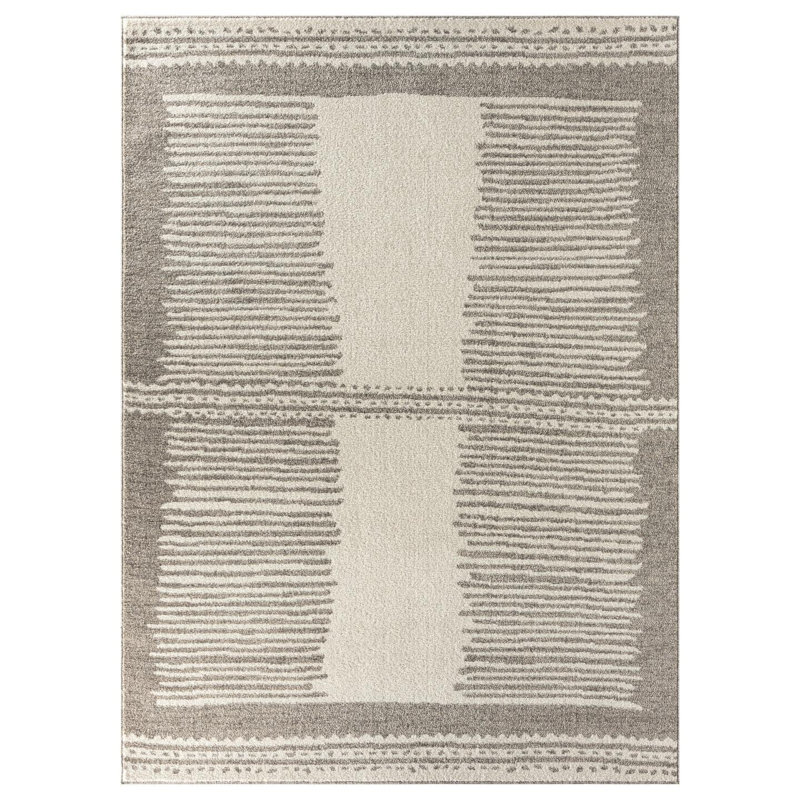 Tribal Geometric Area Rug in Brown, Rectangle 6' x 9'