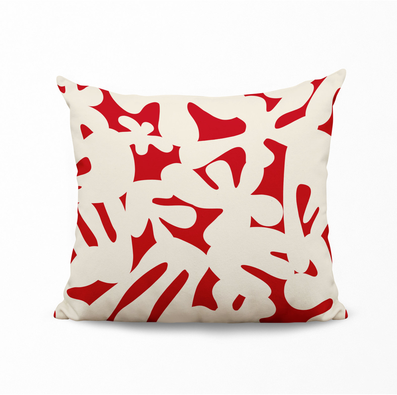 Lara Indoor/Outdoor Throw Pillow, 15" x 15", Red/Off White