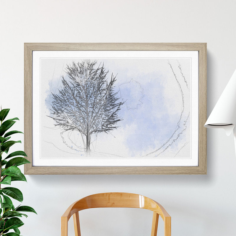 Tree in the Winter Vol.1 - Picture Frame Graphic Art, 36cm H x 48cm W x 2cm D, Oak
