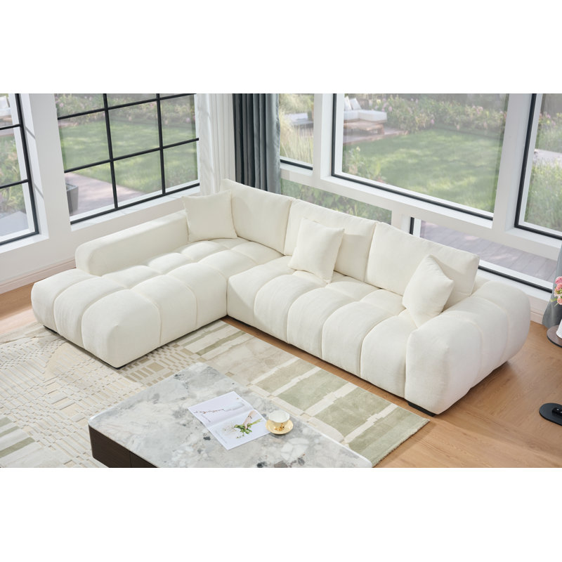 Swapan Modern Chenille Couch Sofa Sectional with Deep Tufted Seat