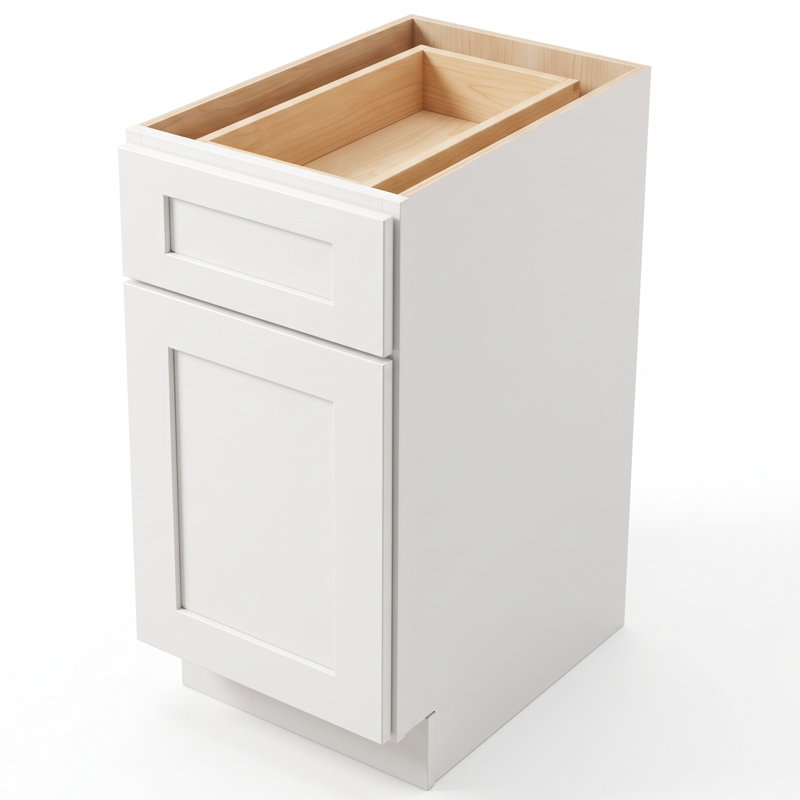12" Soft White Shaker Ready-to-Assemble Base Cabinet with Solid Wood Doors and Soft-Close Dovetail Drawers