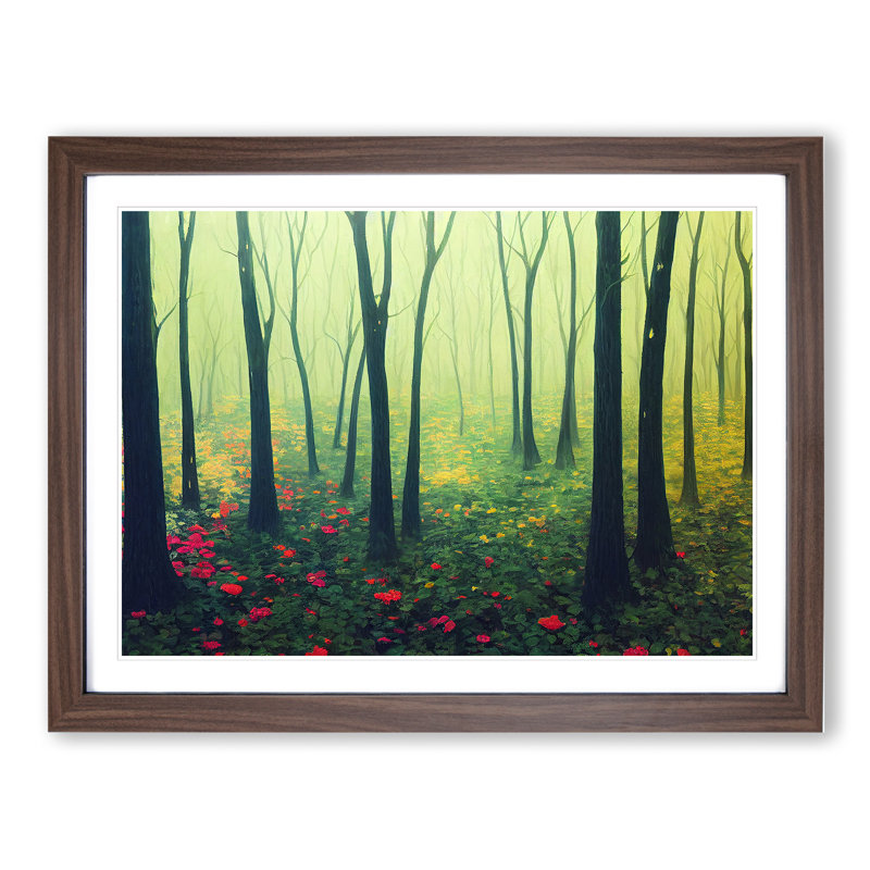 XH1022-8170X Spring Forest Flowers Vol.1 - Single Picture Frame Print, 46cm H x 64cm W x 2cm D, Walnut Framed