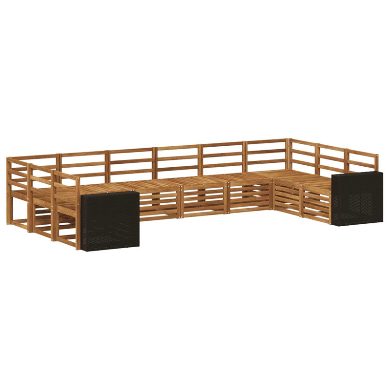 363 cm W Patio Corner Sofa, Natural/Black