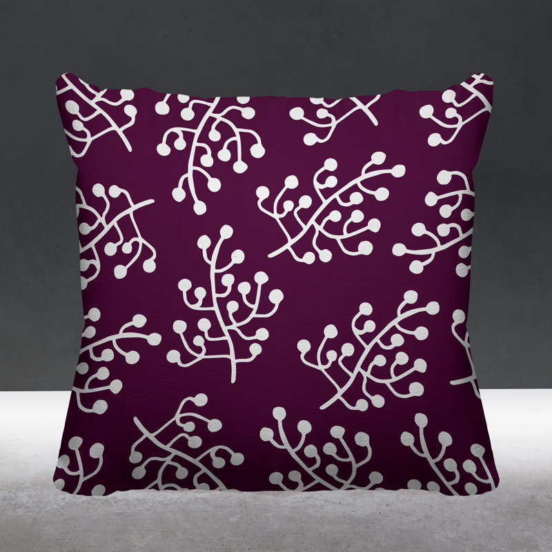 Coussin intérieur / extérieur Charis Wild Flower, 19 po x 19 po, Mauve, Carré