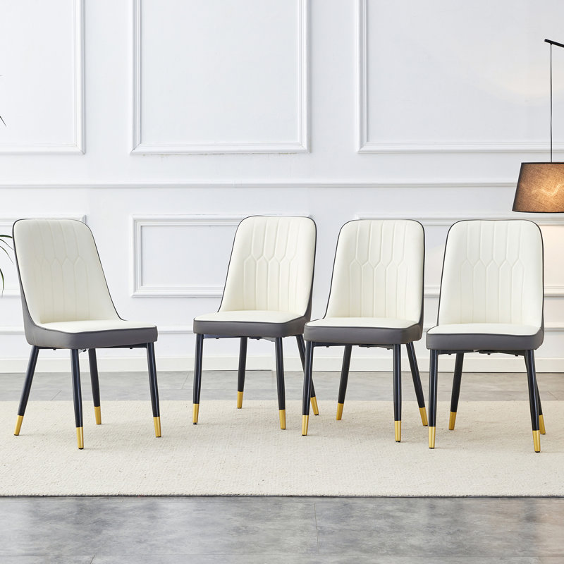 Ensemble de chaises de salle à manger moderne avec dossier en similicuir, pieds en métal pour les cuisines, les chambres et les bureaux - confortable et élégant