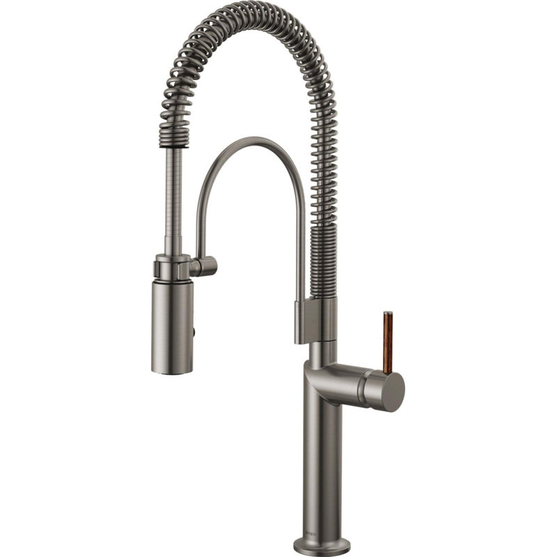 Odin® Semi-Professional Kitchen Faucet, Luxe Steel, Wood Lever Handle