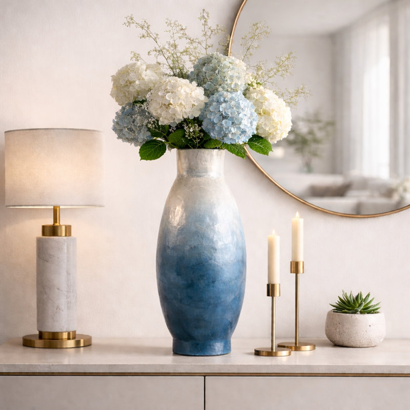 Élégant vase Capiz Ombre Design, 24"