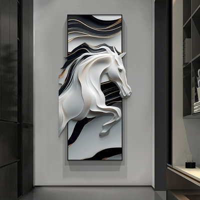 Creative Abstract Irregular Wall Hanging Decor Black& White Horse Home Decoration
