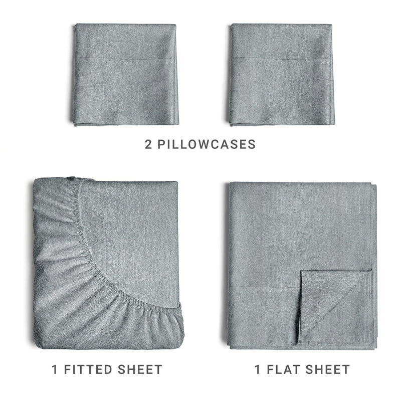 Premium Cooling, Soft & Wrinkle Free Sheet Set - Ultra Soft & Premium Hotel Luxury Bed Sheet Set, Heathered Blue