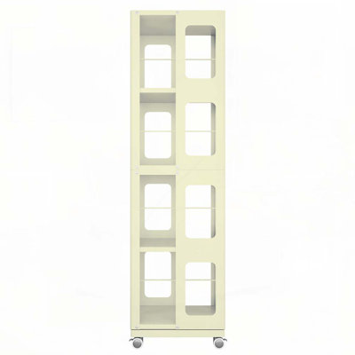 4-Tier All-Steel Rotating Bookshelf with 360° Wheels, Large Size Sturdy & Spacious Book Rack, New Style Yellow Bookshelf,Easy Assembly