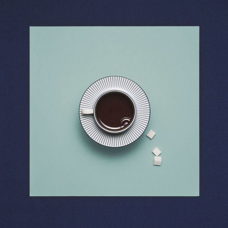 Gio Blue 7.4floz Teacup & Saucer Pinstripe, Blue/White