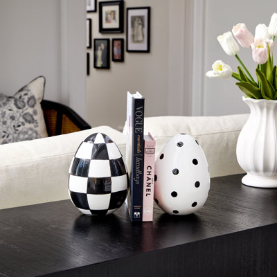 6" Resin Polka Dot and Check Easter Egg