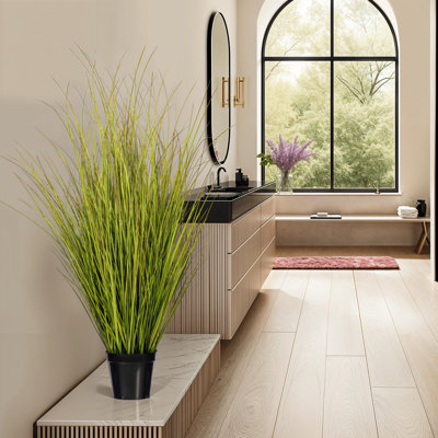 36" Artificial Potted Green/Brown Switchgrass