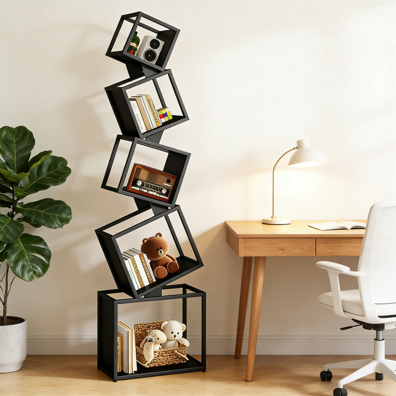 179.5cm H x 46cm W Metal Standard Bookcase, Black