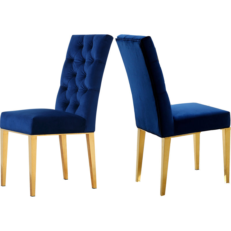 Chaise parsons rembourrée Wilham, Bleu marine