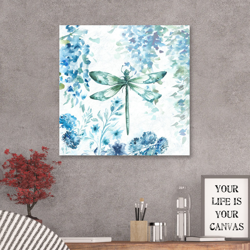 Wisteria And Dragonfly IV by Tre Sorelle Studios - Wrapped Canvas Painting, 30cm H x 30cm W