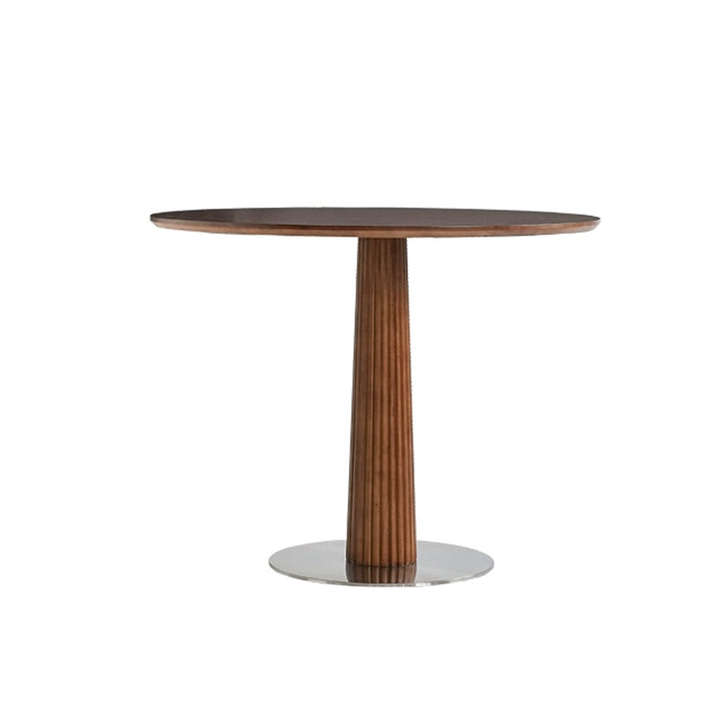 Table de salle à manger ronde en bois massif noyer, H 29,53 po x L 39,37 po x l 39,37 po