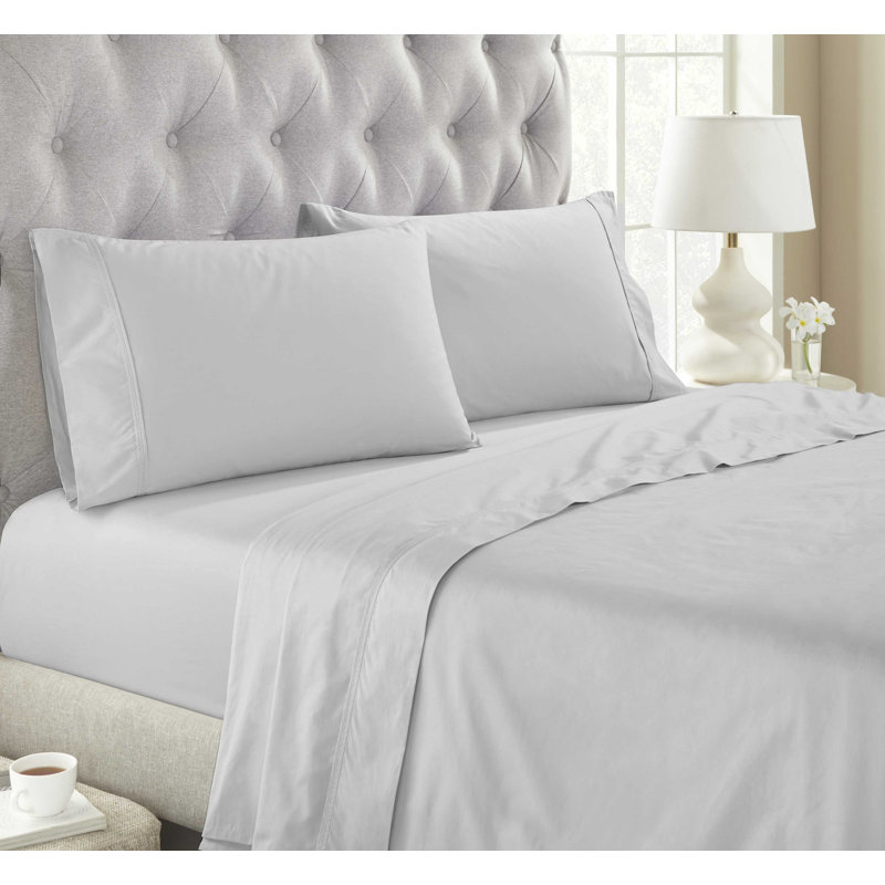 Ensemble de draps en coton biologique, Argent, Ensemble de draps pour très grand lit + un drap-h