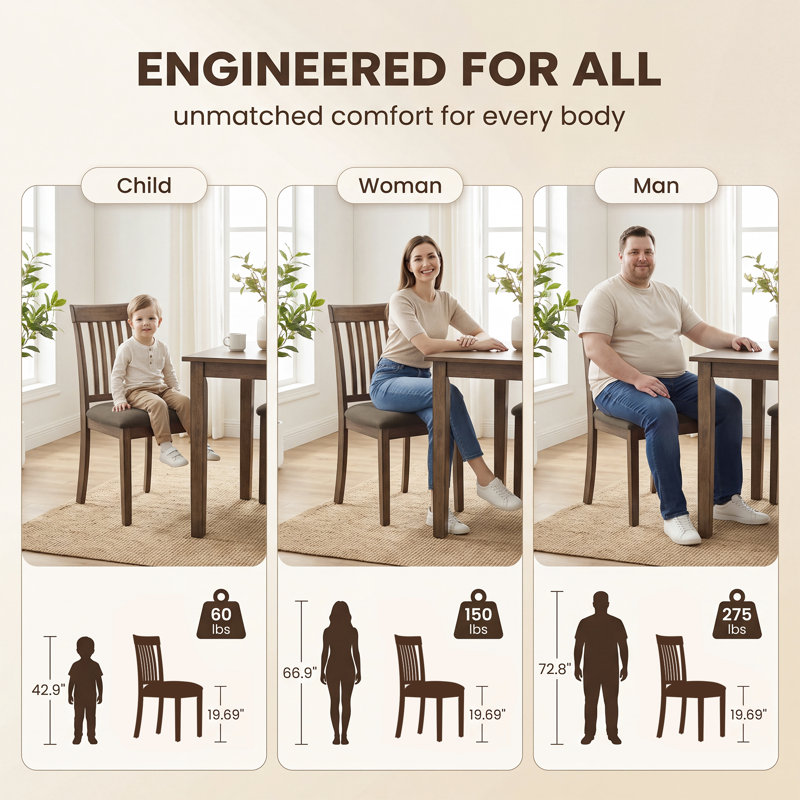 Chaises d'appoint rembourrées en bois avec dossier à lattes verticales, Coffee