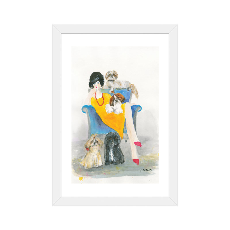 " I Need Another Shih Tzu " by Connie Collum Painting Print, 24" H x 16" W x 1" D, White Framed Paper
