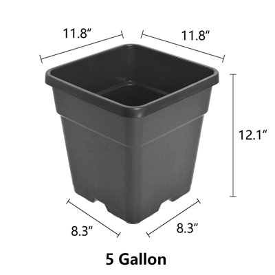 10 pots de fleurs carrés en plastique de 3 gallons convenant à la plantation de fleurs à l'intérieur et à l'extérieur, réutilisables, outil essentiel pour les amateurs de jardinage