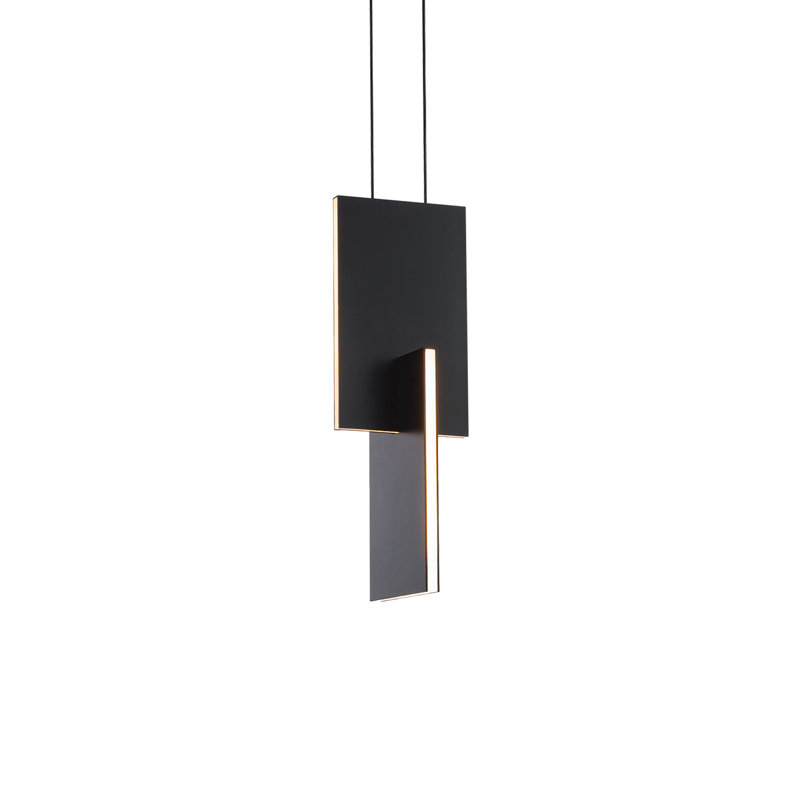 Luminaire suspendu carré / rectangulaire à 1 lumière unique Amari, Noir