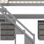Lit mezzanine avec deux commodes, bureau et bande lumineuse-787448260-787448257