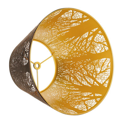 Small Metal Lampshade Forest Etching Forest Lamp Shade Pattern 6'' Top 10'' Bottom Height 7.5'' Fits For Table Lamps And Floor Lamps Spider Fitter Out Black in Gold ALUCSET lampshade