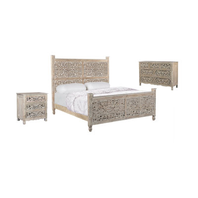 Harleen Solid Wood Piece Bedroom Set