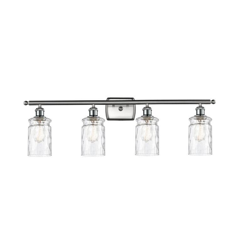Éclairage de salle de bain à intensité variable 4 lumières Binkley, Ampoule incandescente rétro de 60 watts, Verre limpide