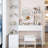 White American Design Dressing : 17" Diameter Touch - Sensitive 3 Color Led Mirror, Full Body Mirror Cabinet And Cushioned Stool With Large Sized Storage Cabinet, Vanity Table Adjustable Brightness