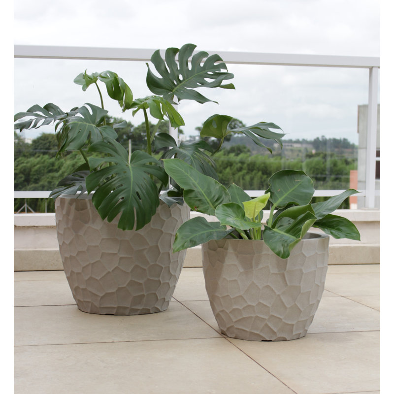 Ebern Designs - Prisma Round Planter, 11" H x 13.2" W x 13.2" D