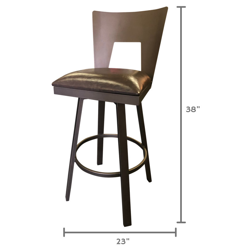 Yanaton Swivel Upholstered Faux Leather Counter Stool, Bar Stool (30" Seat Height)