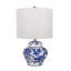 Lampe vase en céramique bleue et blanche