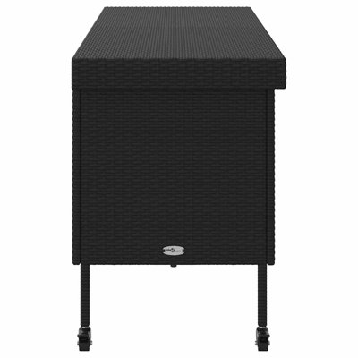 Vidaxl Patio Storage Box With Wheels 63"X21.7"X29.5" Poly Rattan