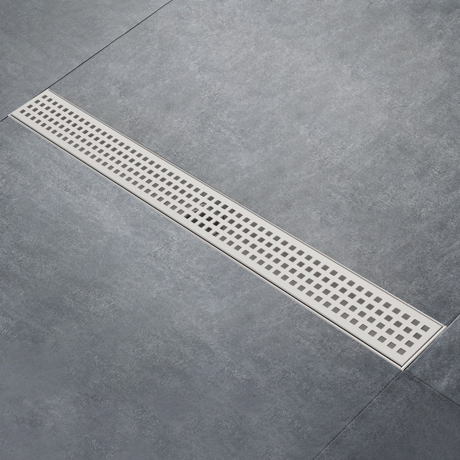 Interbath 32 in. Stainless Steel Linear Shower Drain with Tile-In Pattern Drain Cover in Brushed Nickel