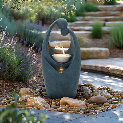 Outdoor Weather Resistant Cascade Fountain with Lights