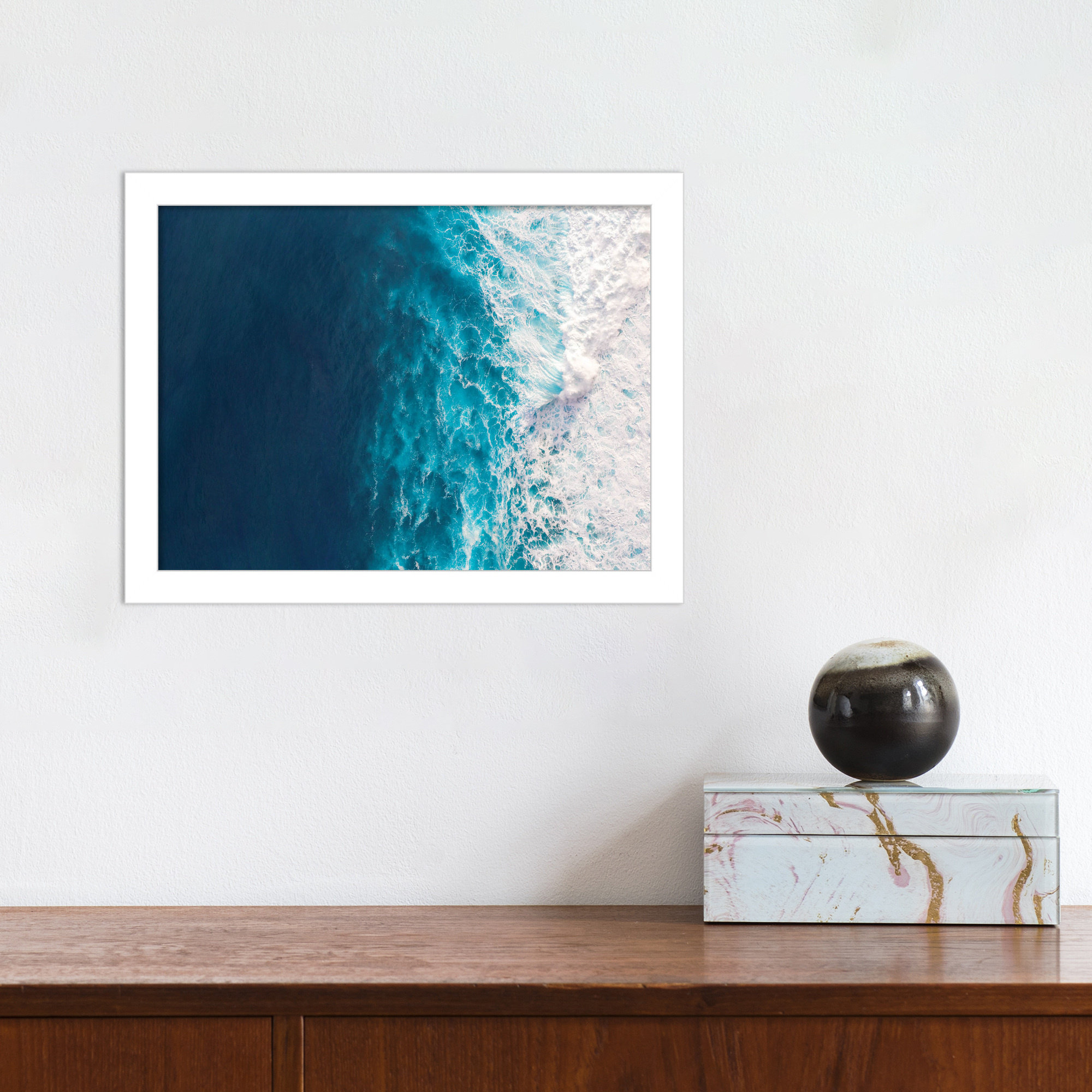 Seascape Of Splashing Waves by The Creative Bunch Studio, White, 17" H x 21" W x 1" D