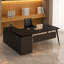 Bureau en pierre frittée noire / bureau avec armoires de rangement-544313684